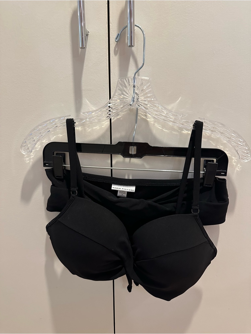 Robin Piccone Black Twist-Front Bikini with Adjustable Straps & bottoms